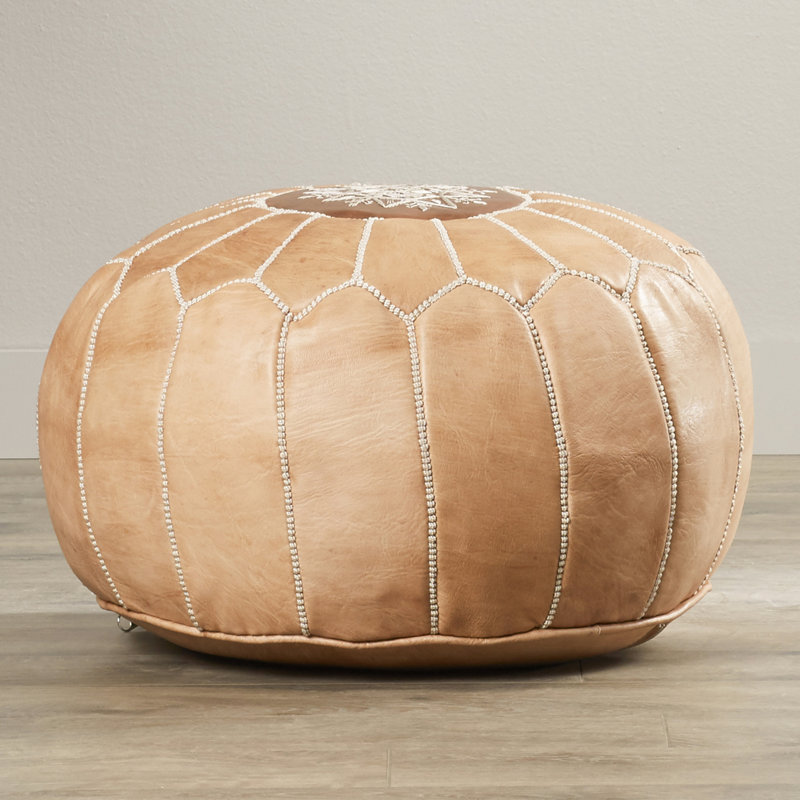 Mistana Carolos Pouf Leather Ottoman & Reviews Wayfair